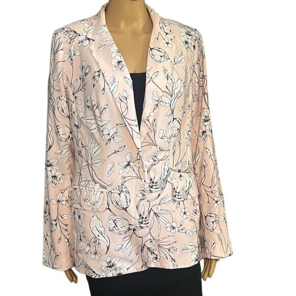 Roz & Ali Women's Floral Blazer Jacket Pink Size 8 NWOT Tailored Fit - Picture 1 of 5